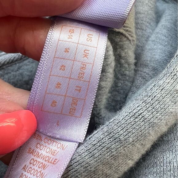 Savage X Fenty Essential Cropped Hoodie with Logo Pullover Platinum Grey Large - Picture 14 of 15